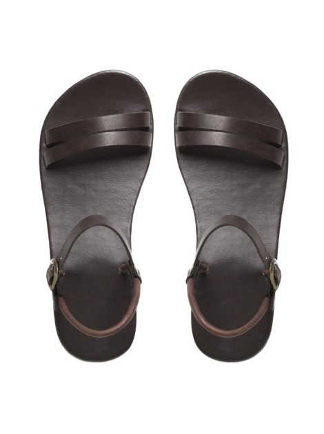雙穿真皮羅馬涼鞋-咖啡