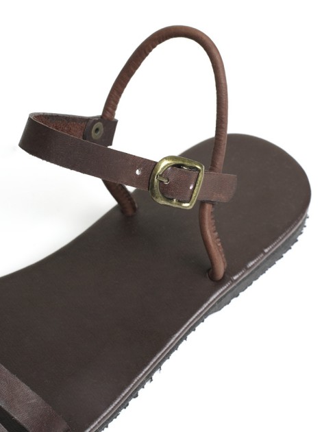 雙穿真皮羅馬涼鞋-咖啡