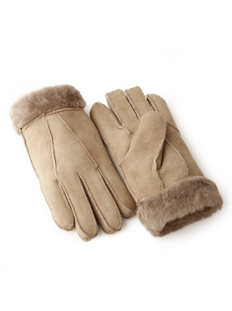 麂皮羊毛保暖手套-深卡