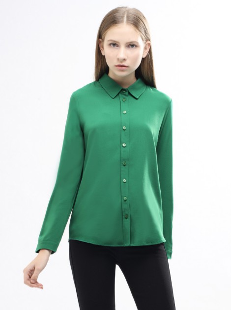 小立領簡約襯衫-綠