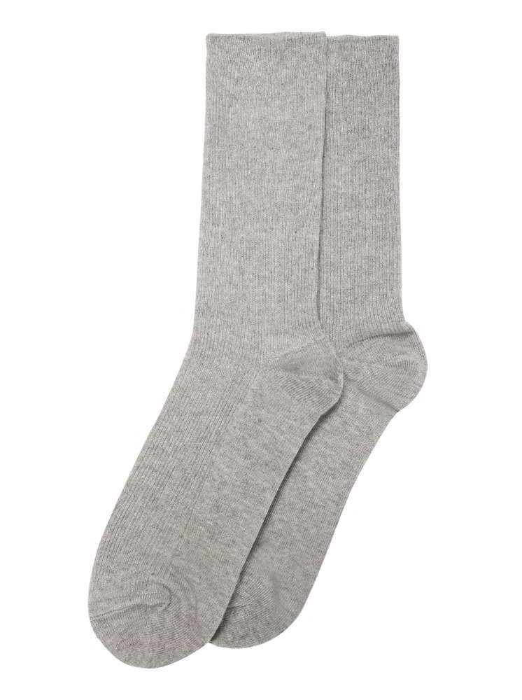 棉質彩色中筒襪-淺灰