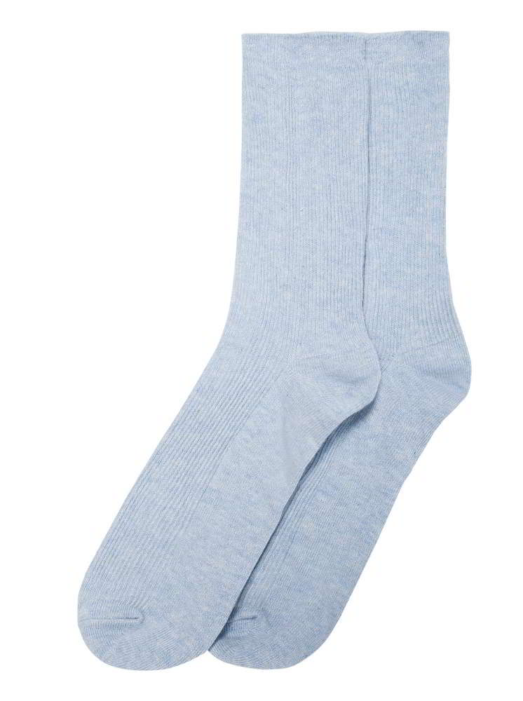 棉質糖果色彩中筒襪-藍