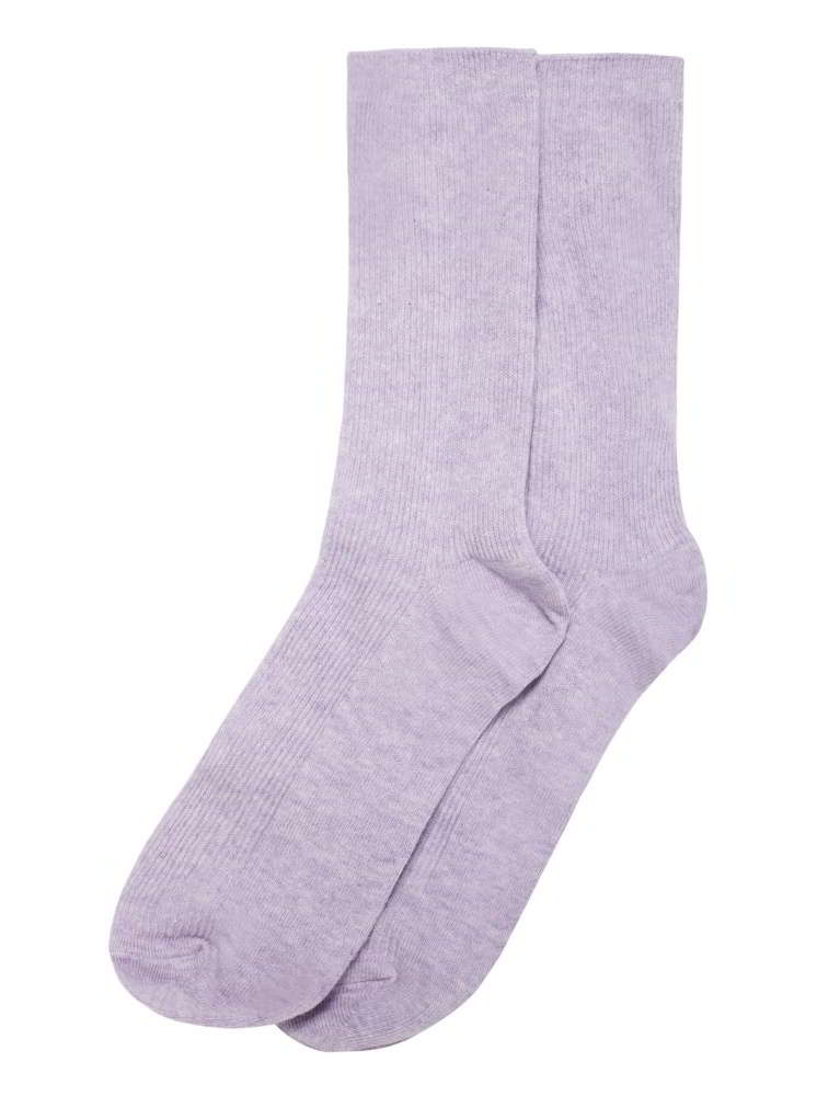 棉質糖果色彩中筒襪-紫