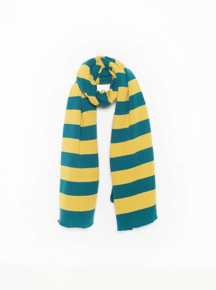 條紋圍巾-藍綠