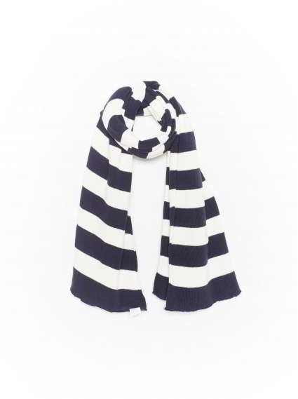 條紋圍巾-深藍