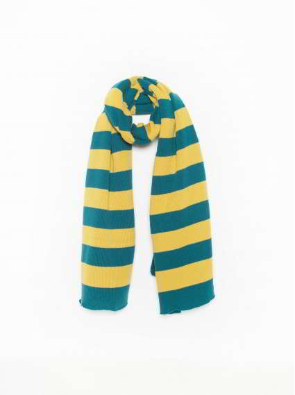 條紋圍巾-藍綠