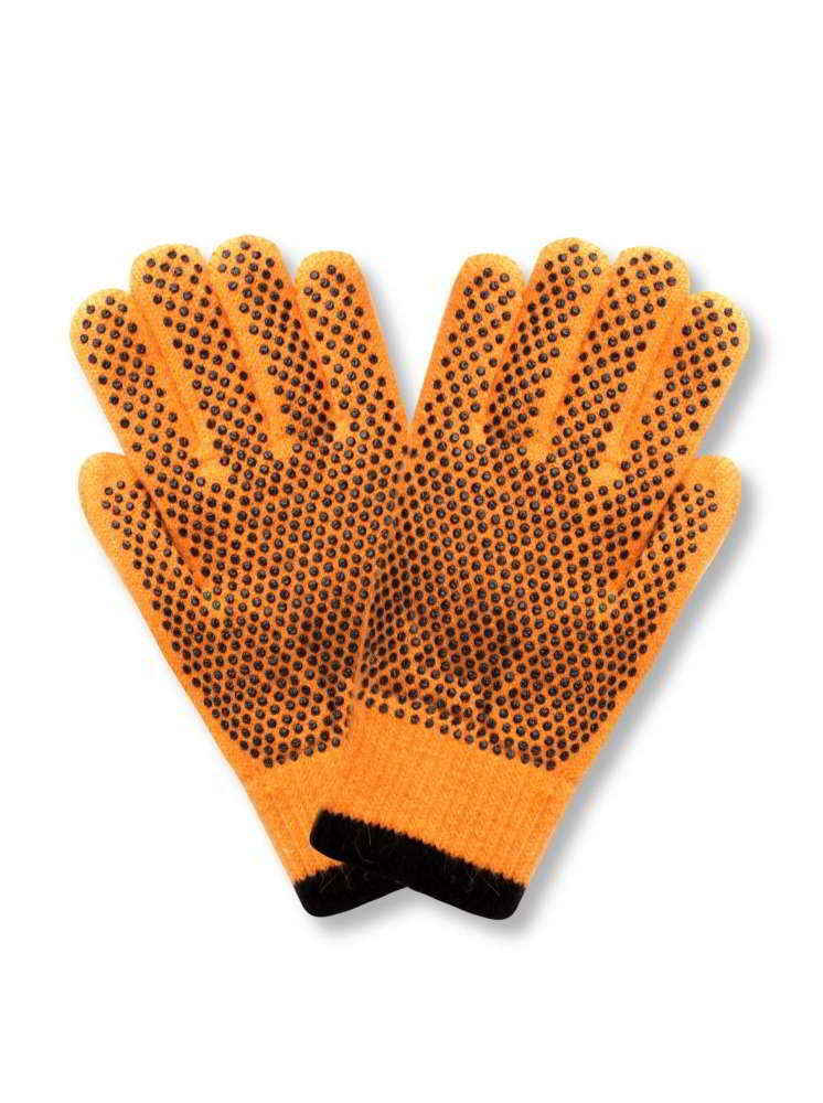 運動風格針織手套-橙