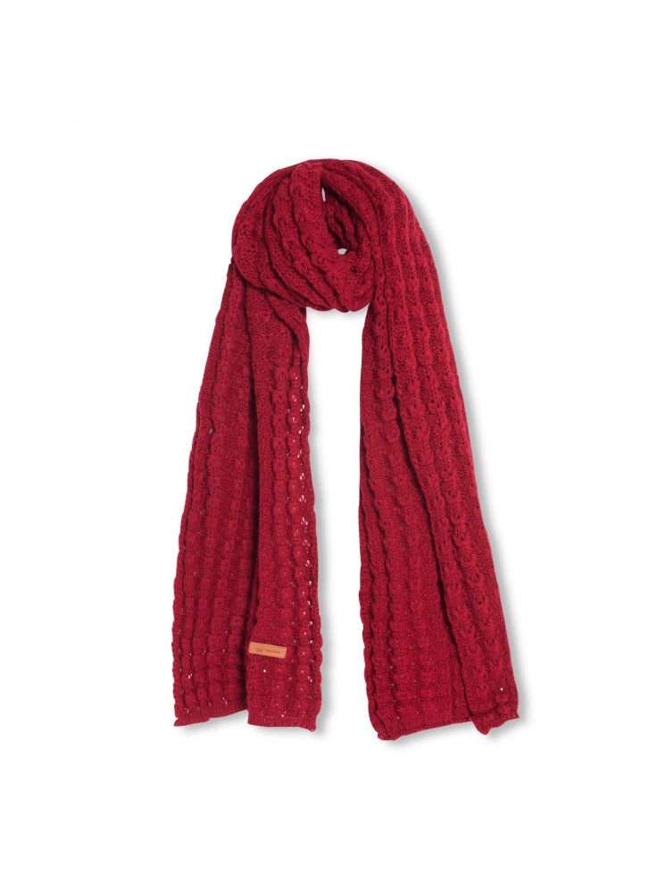 粗織圍巾-暗紅