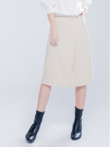 可調式修身一片裙-杏