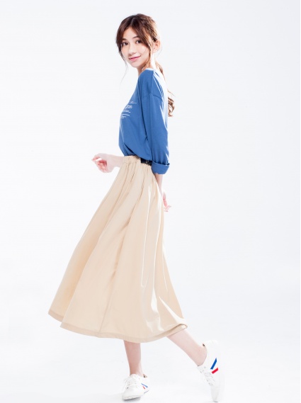 文字印花上衣-藍