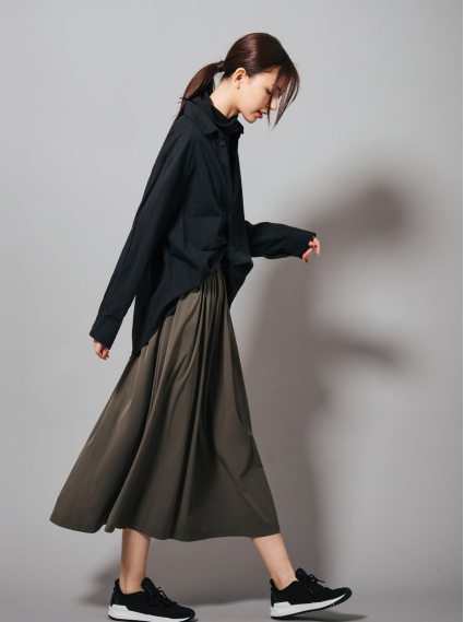 V領前扭結長袖襯衫-黑