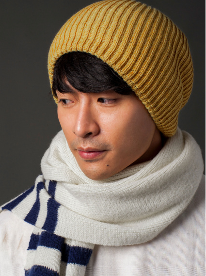 男款時尚針織帽-土黃