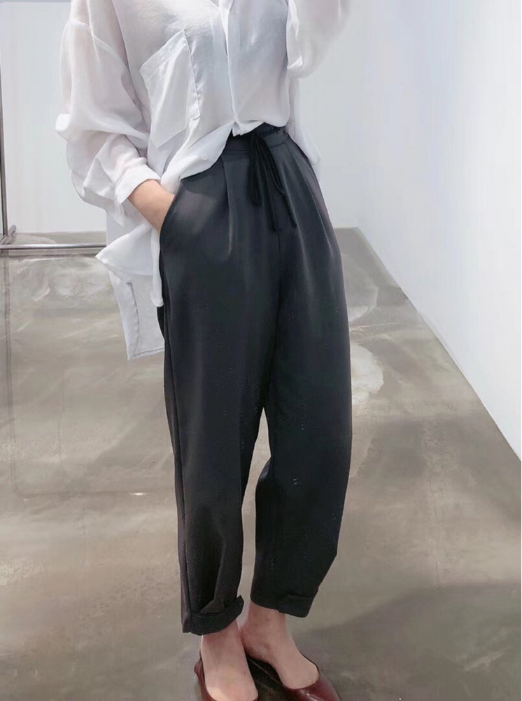 【正韓】後鬆緊西裝褲-杏