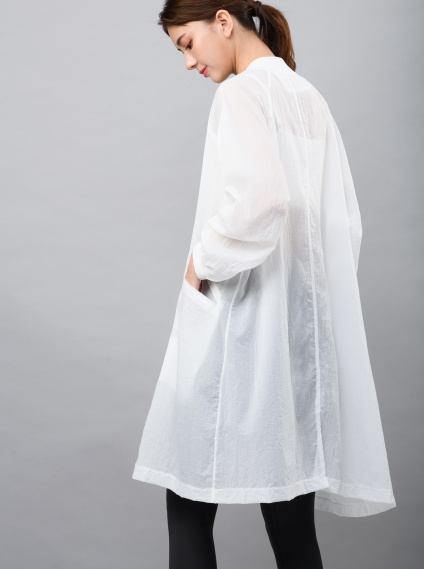 長版傘型外套-白