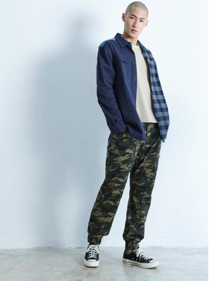 男款水洗工作褲-黃