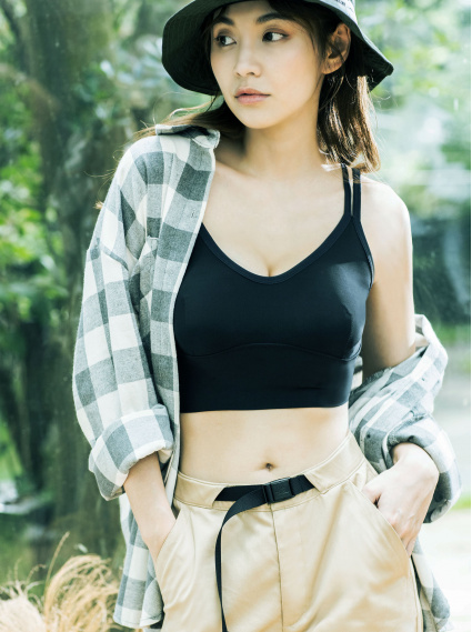 空氣感夏雪bra T-黑