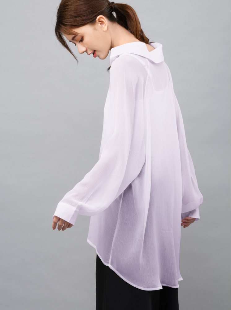 微透膚寬鬆襯衫-淺紫