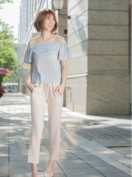 彈性合身休閒褲-卡其