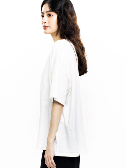 幾何寬鬆男友T-白