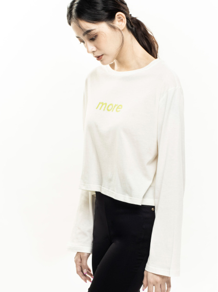 個性印花短版上衣-白