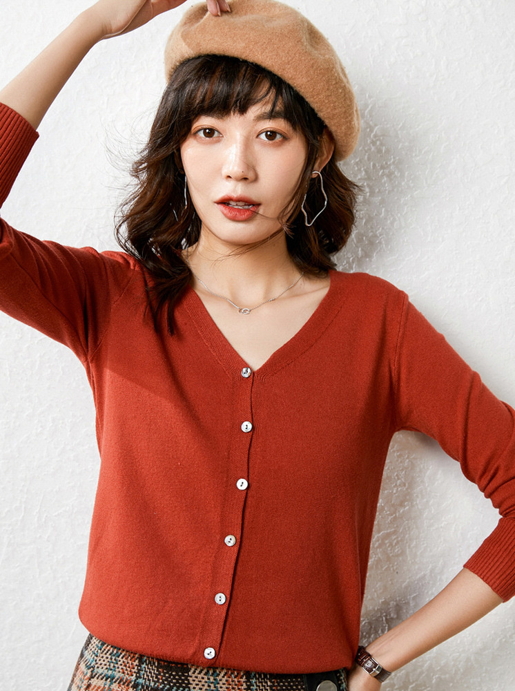 輕柔羊毛針織罩衫-紅 