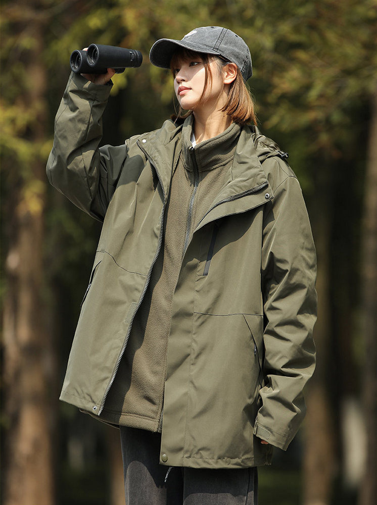 兩件式征服極地防水外套-軍綠