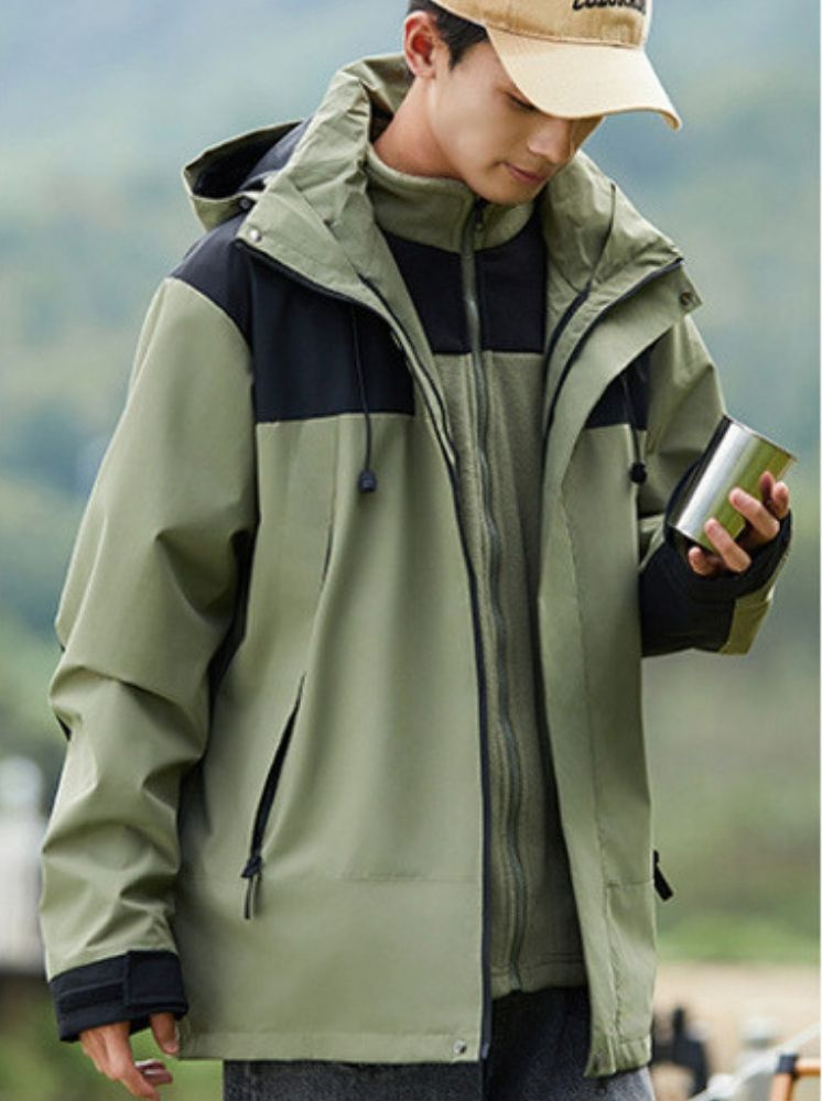 兩件式防水經典極地外套-軍綠(男)