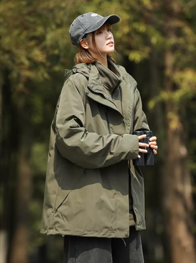 兩件式征服極地防水外套-軍綠