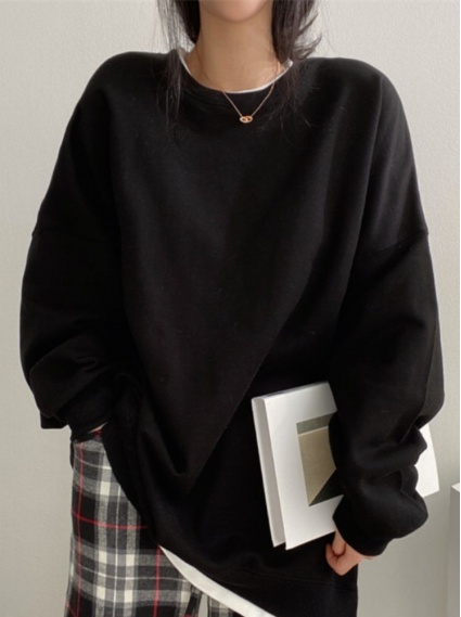 假兩件韓版寬鬆上衣-黑